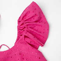 Custom Oem Pink a Line Mini barboteuse en coton brodé à œillets Robe décontractée pour femmes