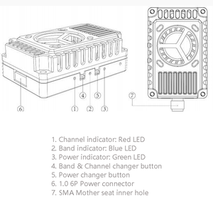 Transmisor de Largo Alcance de Alta Potencia 7.2GHz 3W 60CH, Módulo FPV VTX para Carreras, DC 7V-36V IRC Tramp, Carcasa de Aleación de Aluminio - Product Image 3