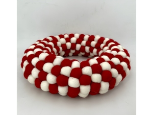 Guirlande de Noël en feutre de laine rouge et blanc faite à la main, non toxique, sans danger pour les enfants, avec pompons, pour la décoration de la maison et les fêtes - Product Image 2