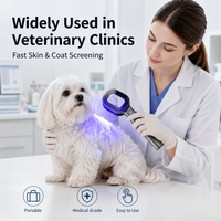 Professional Veterinary Dermatology Wood Lamp Medical Grade UV Light with 2X Magnifier for Animal Skin Diagnosis