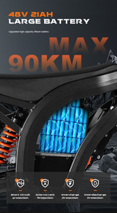 Motocicleta Todoterreno con Batería de Litio de 48V, Motor de 1500W, 60KM/H, 60. Bicicleta de Montaña y Aventura - Product Image 4