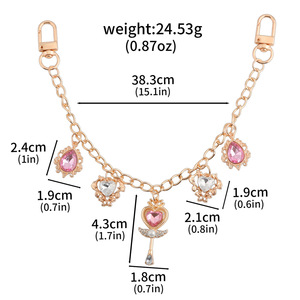 Nouvelle conception de chaîne de <span class=keywords><strong>sac</strong></span> <span class=keywords><strong>baguette</strong></span> magique vintage en or rose <span class=keywords><strong>avec</strong></span> breloque de décoration de <span class=keywords><strong>sac</strong></span> à main en cristal cœur rose pour femme - Product Image 6