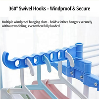 Séchoir à linge pliable en métal robuste |   Support à linge mobile à 3 niveaux en forme d'aile |   Organisateur de rangement pour balcon, maison, hôtel