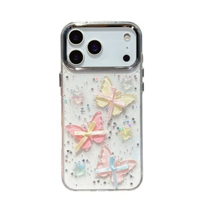 Newest epoxy butterfly starry glitter transparent resin mobile phone case shock <b>cover</b> for iPhone 17Air 16plus 15 14 13 12 - Product Image 6