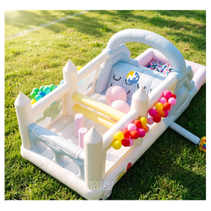 <span class=keywords><strong>Parcours</strong></span> d'obstacles gonflable en PVC blanc pastel durable avec fosse à balles, toboggan gonflable pour enfants pour location événementielle - Product Image 3