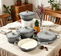 Ensemble de 5 casseroles en fonte émaillée, comprenant des faitouts, des poêles et des casseroles à sauce, avec logo personnalisé OEM pour supermarchés européens