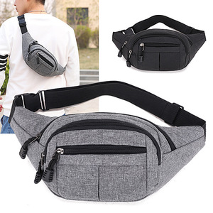 <b>Men's</b> Waist Bag Canvas Sport Running Fanny Pack Gray Waterproof Everyday Use - Product Image 1