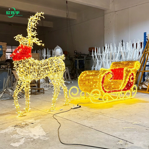 Decorazione <span class=keywords><strong>LED</strong></span> Gigante per Esterni: Slitta con Renne, Scultura 3D Luminosa per Eventi Natalizi Commerciali - Product Image 3