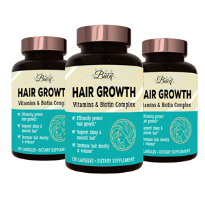 BUCQ Suplemento para el crecimiento del cabello con vitaminas y complejo de biotina para un cabello más grueso y fuerte - Product Image 2