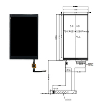 Panel 5 inci tampilan kecerahan tinggi 1000cd/m2 720p layar LCD TFT ukuran kecil dengan antarmuka 2 jalur 4 jalur MIPI