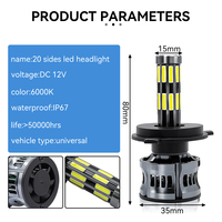 Ampoule de phare LED haute luminosité 20 faces, faisceau haut/bas H4, super lumineuse 6000lm 56W 12V, compatible universellement avec les phares LED de voiture