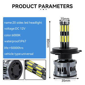 Bombilla LED de Alta Luminosidad para Faros Delanteros, 20 Lados, Luz Alta/Baja H4, Súper Brillante 6000lm 56W 12V, Universal para Autos - Product Image 3