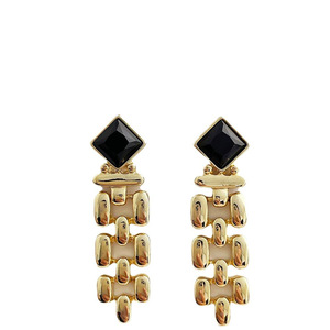 ต่างหูทรงหยดน้ำรูปทรงเรขาคณิต โลหะผสมสังกะสี ชุบทอง 14K ประดับพู่เรซิ่น โซ่ห้อย ดีไซน์ทันสมัย เครื่องประดับแฟชั่น - Product Image 5