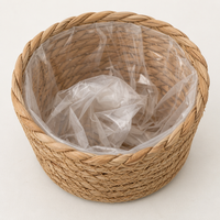 Panier suspendu en jonc de mer tressé, fait main, écologique, pot de fleurs en jonc de mer naturel pour une utilisation intérieure et extérieure multi-usages