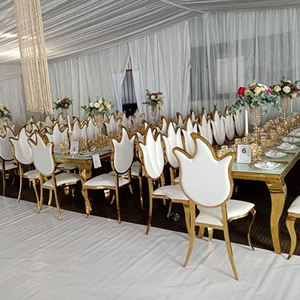 Wholesale Luxury Furniture <b>Gold</b> Stainless Steel Stacking Leather Event Banquet Wedding Tables <b>Chair</b> for Hotel - Product Image 4