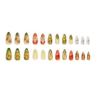 <span class=keywords><strong>Faux</strong></span> ongles à presser de luxe en amande, 24 pièces, motif floral 3D, kit d'emballage pour la revente en gros et les entreprises - Product Image 6