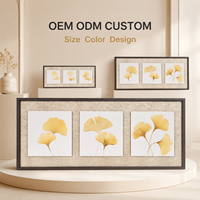 Décoration murale moderne pour salon, chambre et couloir, triptyque encadré en toile mate avec impression de feuilles de Ginkgo