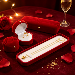 Vintage <b>Velvet</b> <b>Jewelry</b> Box Heart Ring & Long Necklace Storage Case Gift <b>Boxes</b> for Wedding Engagement <b>Jewelry</b> Packaging Display - Product Image 3
