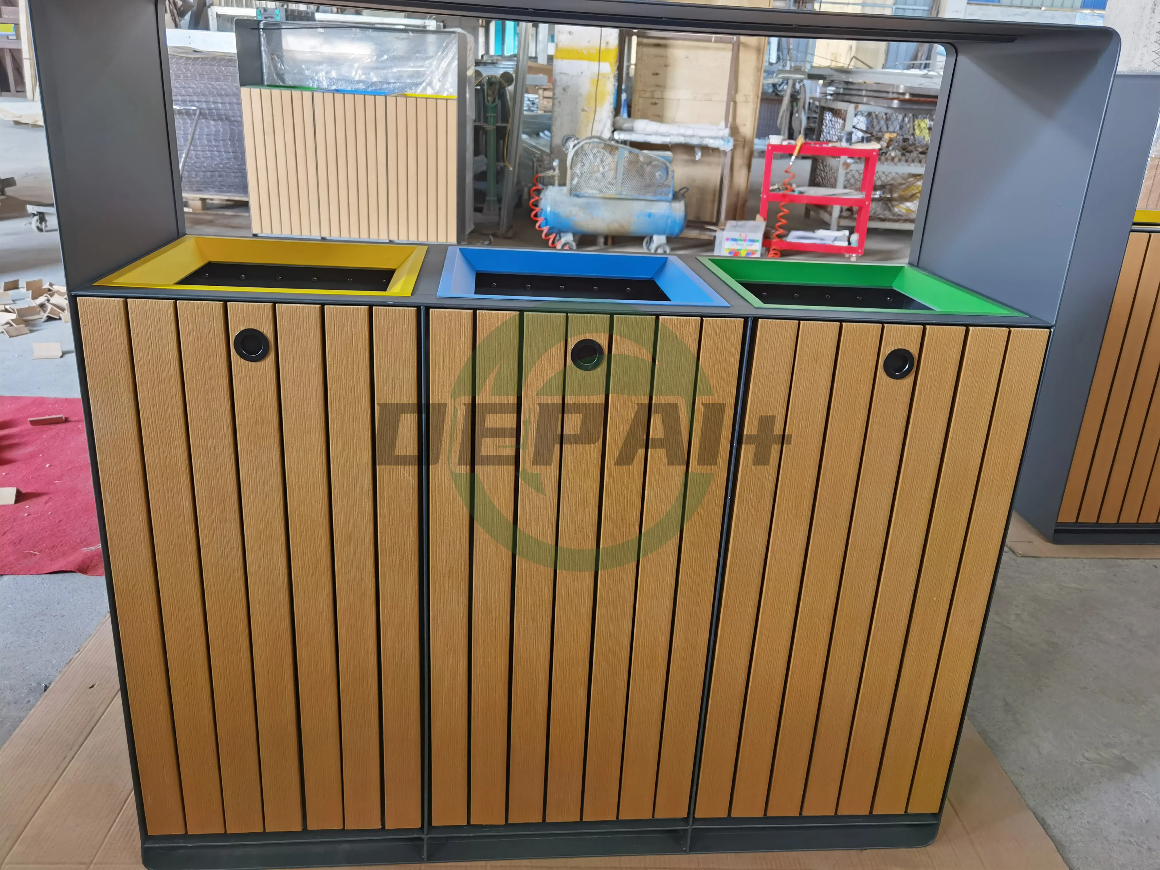European Popular Detachable Outdoor 3 Compartments Waste Recycle Trash Bins