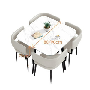 Mesa de Comedor para Cafetería, 6 Plazas, Estructura Metálica, Piedra Sinterizada, Cuadrada, Moderna, Minimalista, Ecológica, <span class=keywords><strong>Muebles</strong></span> para el Hogar - Product Image 5