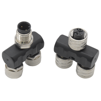 Adaptateur de puissance électronique industriel étanche, connecteur Y-splitter M12, 2 broches circulaires, 1 mâle vers 2 femelles
