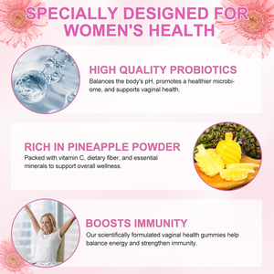 Factory <strong>Direct</strong> OEM ODM <strong>Vitamin</strong> Vaginal pH Balance Gummies Pineapple Flavor Womens Health Custom Formula Wholesale - Product Image 3