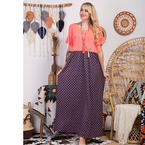 <span class=keywords><strong>Robe</strong></span> <span class=keywords><strong>longue</strong></span> grande taille décontractée à imprimé léopard et blocs de couleur pour femmes rondes – Vente en gros - Product Image 5
