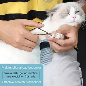 Fundas para patas de gato, de poliéster negro y gris, para prevenir arañazos, para baño, medicación, inyección y cuidado de uñas - Product Image 1
