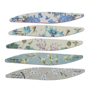 Lima de uñas de doble cara con forma de sauce, grano 180/240, para manicura, estilo de pintura tradicional china, color flor - Product Image 1