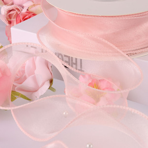 Vente en gros de ruban de fil de queue de poisson en polyester de 4.0cm emballage cadeau de fleur fabrication d'arc de ceinture - Product Image 4