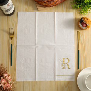 Gold Stamped Letter Paper Napkins 330mmx400mm Printed Wedding Party Disposable Serviettes - Product Image 4
