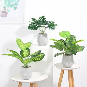 신제품 인공 식물 시뮬레이션 녹색 Monstera 곡률 녹색 식물