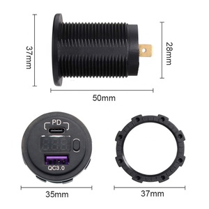 Không thấm nước 48W 12V 24V Loại C PD + QC3.0 USB Car Charger ổ cắm với ON-OFF chuyển đổi và LED Vôn kế - Product Image 2