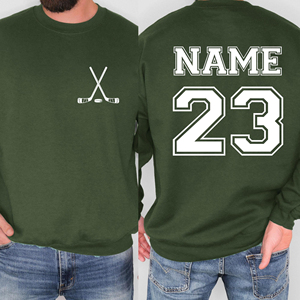 Sudadera con Capucha Personalizada de Hockey sobre Hielo, Negra, con Nombre y Número Impresos con Transferencia Térmica, Diseño de Palos Cruzados en la Parte Delantera, Transpirable y Cómoda - Product Image 5