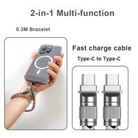 Nouvel Arrivage 2026 – Câble de Charge Rapide et de Données USB-C 2-en-1 Multifonction en Alliage de Zinc Anti-Perte avec Lanière, PD 60W, pour iPhone 17 et Android