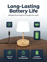 Lampe de table en bois rechargeable, commande tactile USB, lampe de chevet, lampe de bureau moderne minimaliste, veilleuse pour la chambre à coucher, décoration du salon