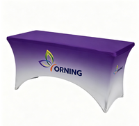 Sarung Meja Stretch Custom dengan Cetak Logo untuk Pameran Dagang