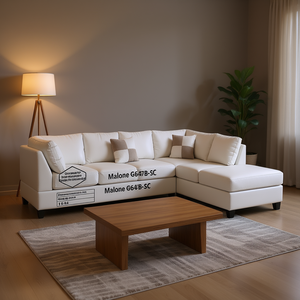 Juego de Sofás Seccionales en Forma de L Malone G647B SC de Glory Furniture, Sofá Moderno de Tela para Sala de Estar, Color Blanco - Product Image 2