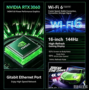 Nuevo Portátil de 16 Pulgadas Intel Core I7 I9 13ª Generación DDR5 32GB RAM 1TB SSD <span class=keywords><strong>RTX</strong></span> <span class=keywords><strong>3060</strong></span> 144Hz Teclado en Inglés Portátil para Juegos Enchufe UK/US - Product Image 3