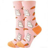 Chaussettes mi-mollet en coton pour femmes 2026, motif animaux de dessin animé mignons, drôles (Panda, Chat, Fruits), fantaisie, tricotées, vente en gros, personnalisables