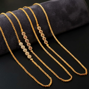 Colliers chaîne Mopu en or micronisé 14K, 18K, 24K avec pierres CZ, Colliers chaîne tendance, Chaîne en laiton, Bijoux en or avec pierres CZ, Vente en gros - Product Image 5