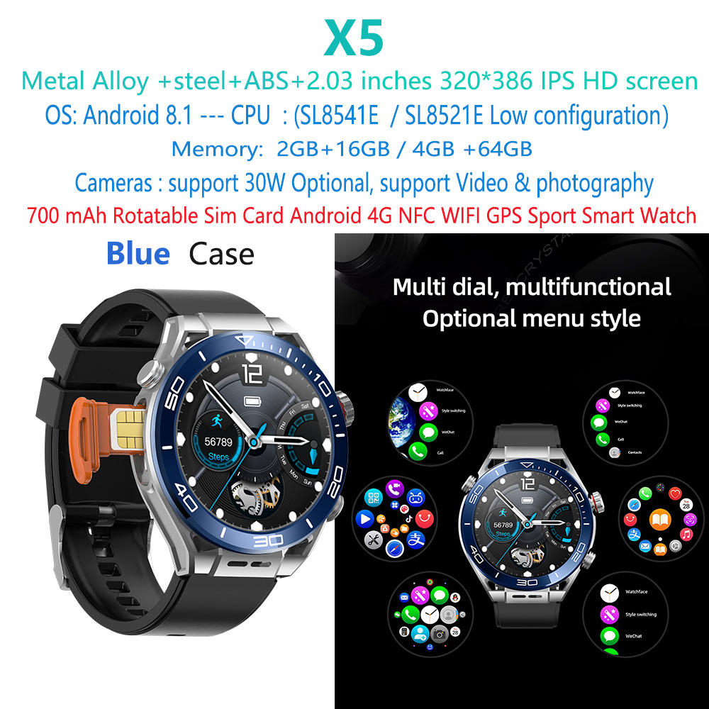 Reloj inteligente Blue X5 con tarjeta SIM Android 4G-5G