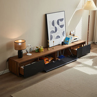 Ensemble meuble TV et table basse en bois nordique, design moderne, pour petites pièces, rangement personnalisable, coins arrondis, meuble bas.