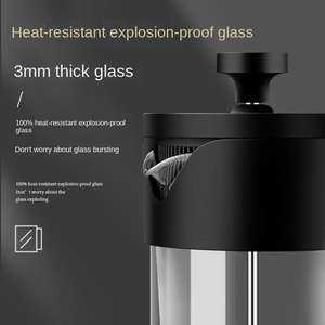 Cafetière à piston en plastique en gros, avec piston en verre borosilicate et filtre en acier inoxydable, portable - Product Image 2