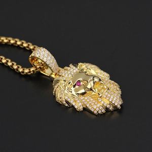 Collares con Colgante de Cabeza de León, Joyería de Animales Bonitos de Latón Estilo Hip Hop, Chapado en Oro, Personalizado de Fábrica - Product Image 6