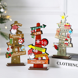 2025 New Christmas Decorations, Festive Desktop Christmas Tree Ornaments, Christmas Tree <b>Display</b> <b>Stands</b>, Wooden Christmas - Product Image 1