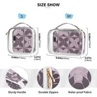 Produits tendance : Trousse de maquillage portable en PVC transparent (lot de 2) avec motif floral violet et fermeture éclair, idéale pour les voyages (pour femmes)