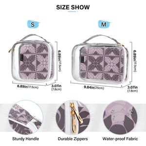 Trending Products Clear PVC 2 sets Cosmetic <b>Case</b> With Purple Floral Pattern Zipper Closure Portable <b>Makeup</b> Bag For Travel Women - Product Image 4