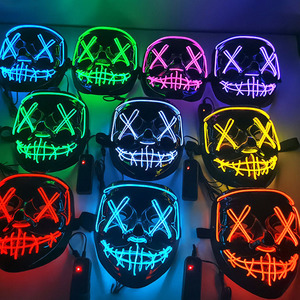 Masque facial LED El Horror en gros, masque LED Joker en PP à lumière froide pour Halloween, masque LED en forme de V pour soirée costumée - Product Image 1
