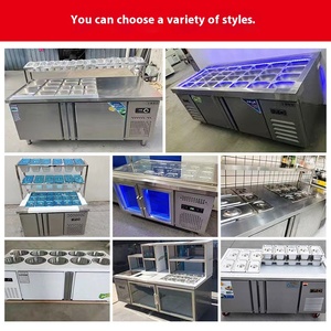 Thương mại bên món ăn tủ lạnh rãnh salad hiển thị tủ mở cửa không khí làm mát ống đồng cho Pizza trái cây salad lưu trữ - Product Image 4